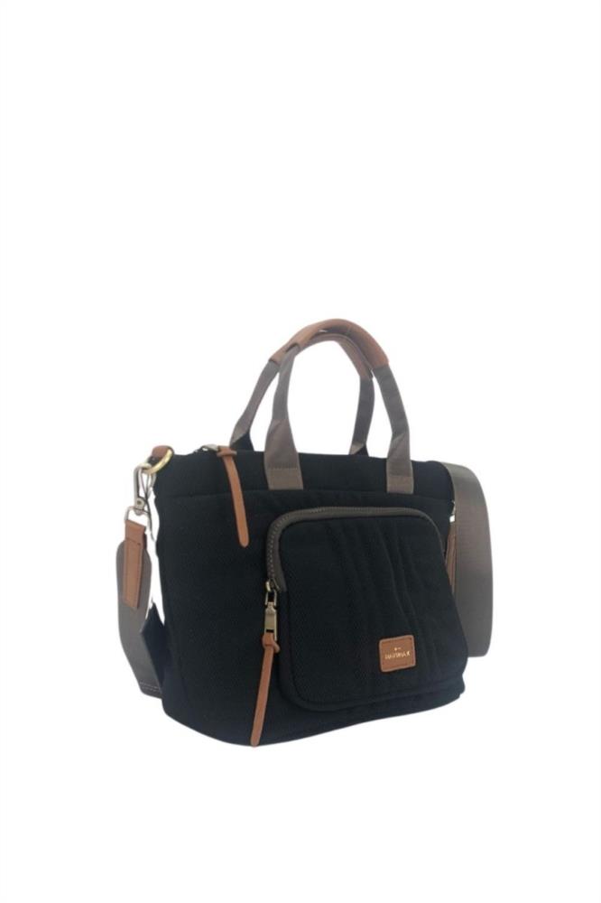 Bolso paquetero lona rombitos Martina K 2403903 be/cu lateral