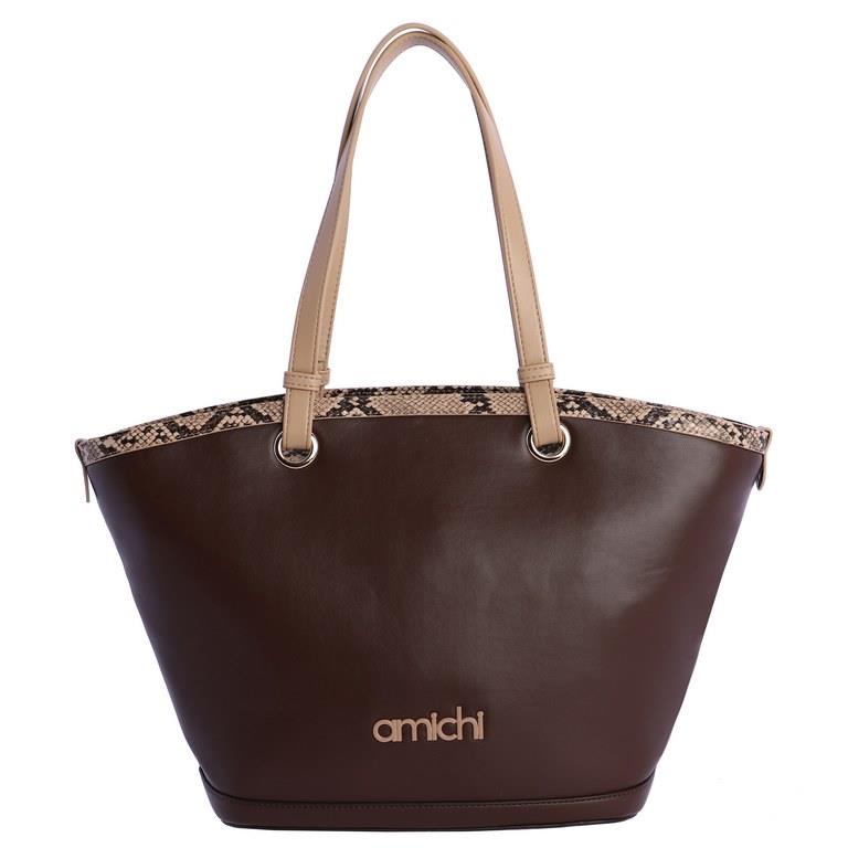 Bolso shopping con serpiente Amichi 7802 marrón