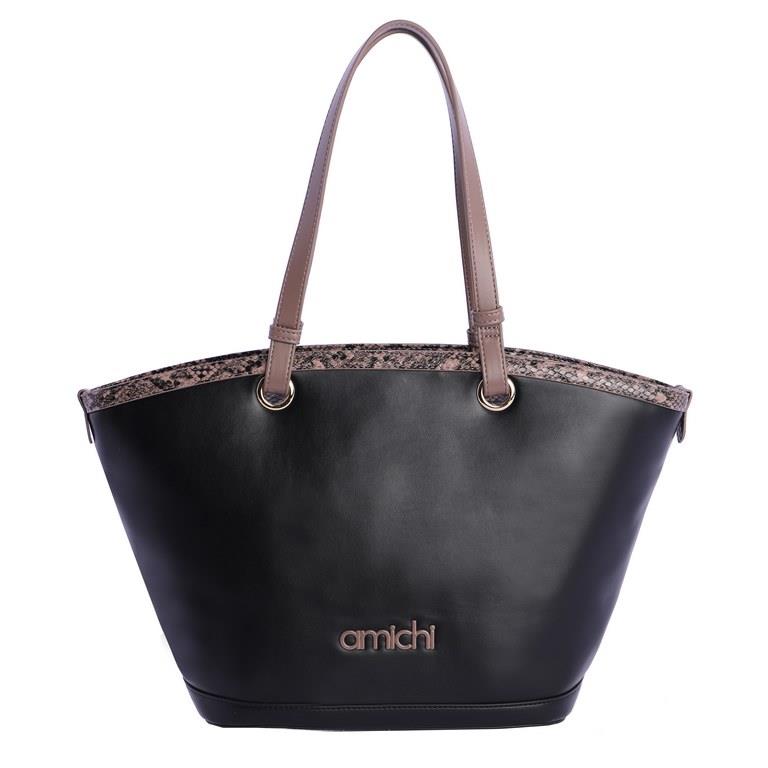 Bolso shopping con serpiente Amichi 7802 negro