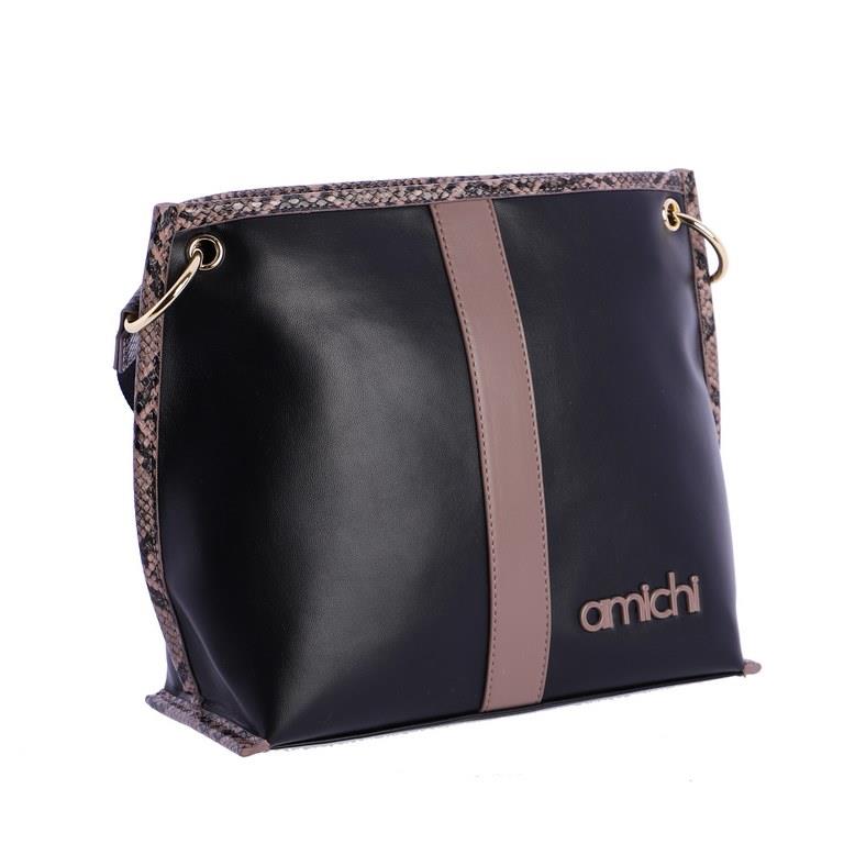 Bolso bandolera con serpiente  Amichi 5301 negro lateral