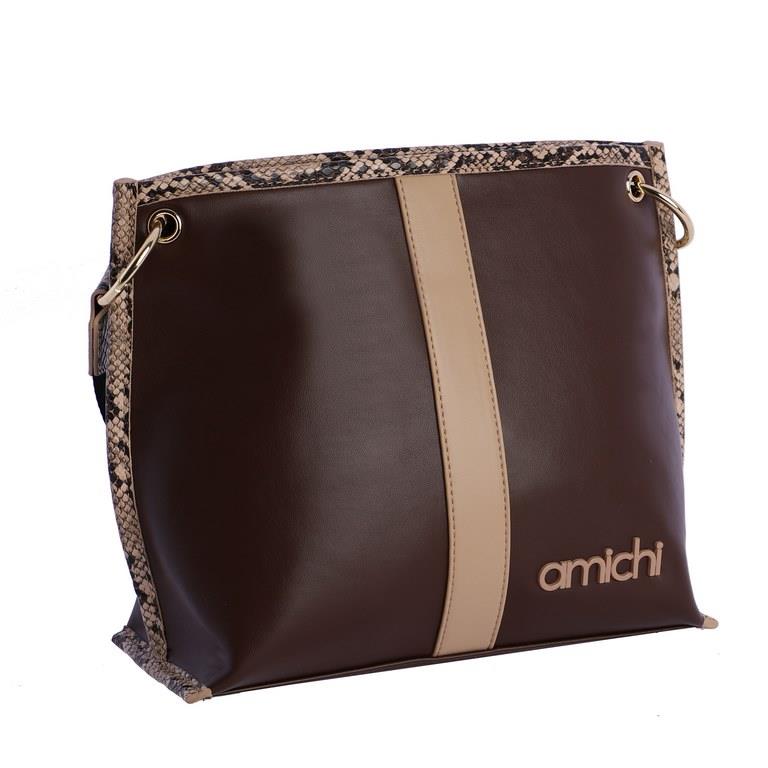 Bolso bandolera con serpiente  Amichi 5301marrón lateral