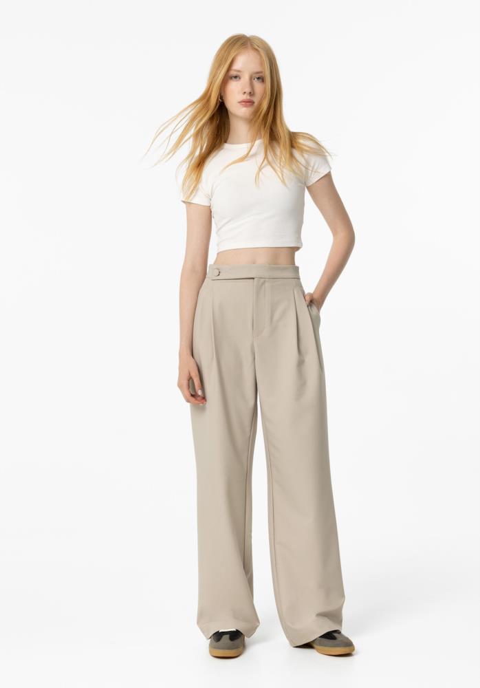 Pantalón doble pinza Tiffosi Margot beige