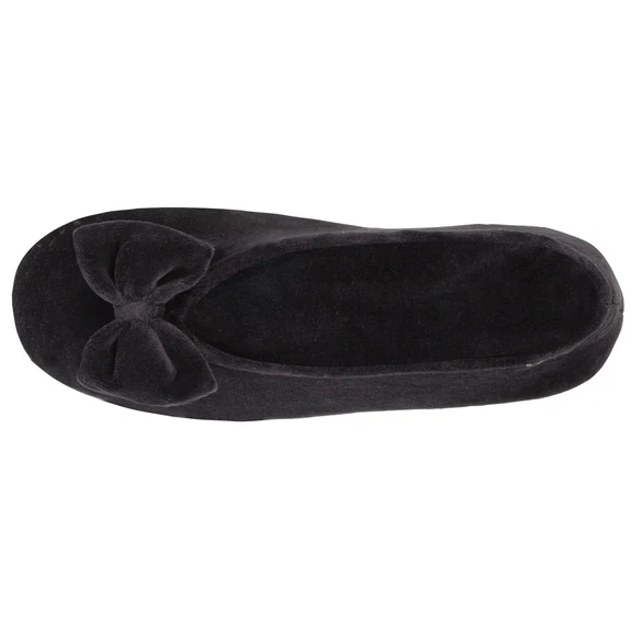 Zapatilla viaje silenciosa terciopelo Isotoner 95810 negro desde arriba