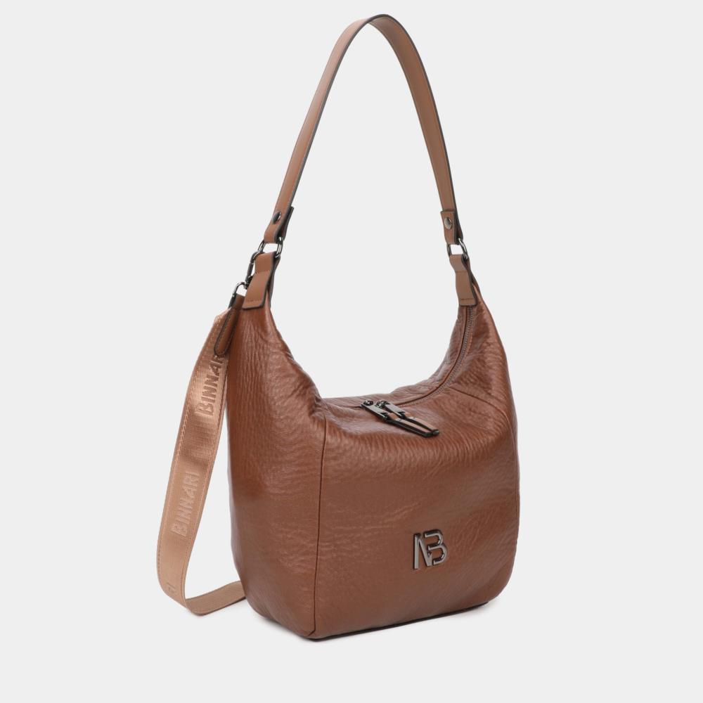 Bolso gondola soft Binnari Marbella Tabaco lateral